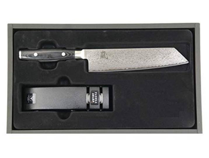 Ran 69 Geschenkbox Damastmesser Yaxell Kiritsuke-Messer 20 cm Klinge Mikartagriff+ Yaxell Messerscärfer