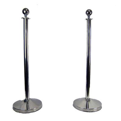 Airbrush-City 2x Absperrpfosten Silber D320mm - D51x1000mm Absperrständer mit Kugel Abgrenzungsständer