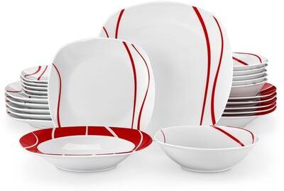 MALACASA Felisa Red line Decals Porcelain Dinnerware Set