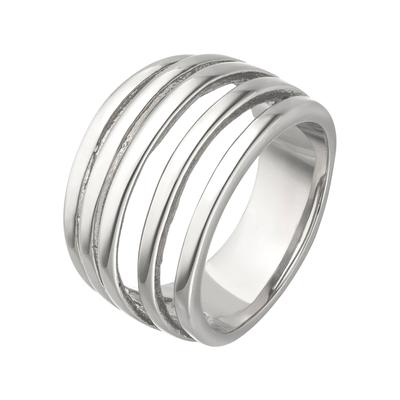 Fingerring JOBO "breit" Gr. 52, silber (edelstahlfarben), Fingerringe, Damen, 52, Edelstahl, Fingerring, Edelstahl
