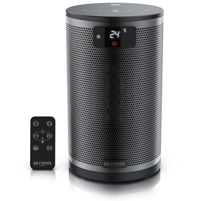 Brandson Keramikheizlüfter 1500 W, ECO-Modus, Thermostat, Timer, Fernbedienung, LED-Display und Oszillation, schwarz/silber