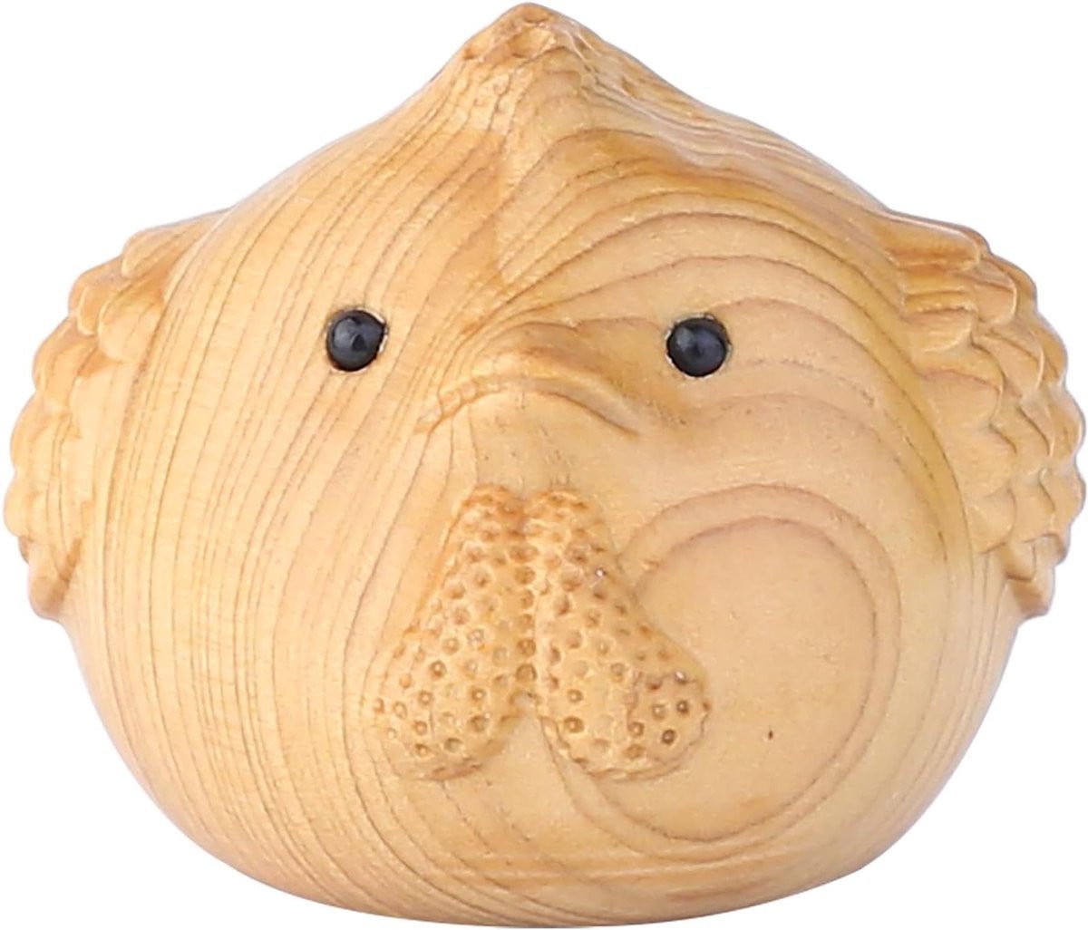 Handgesneden houten varkensbeeldje voor op tafel