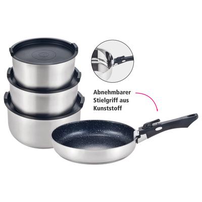Topf-Set GSW "EASY CLICK", silber (silberfarben), 1,9 l, Töpfe, ideal für den Camper geeignet. Induktion