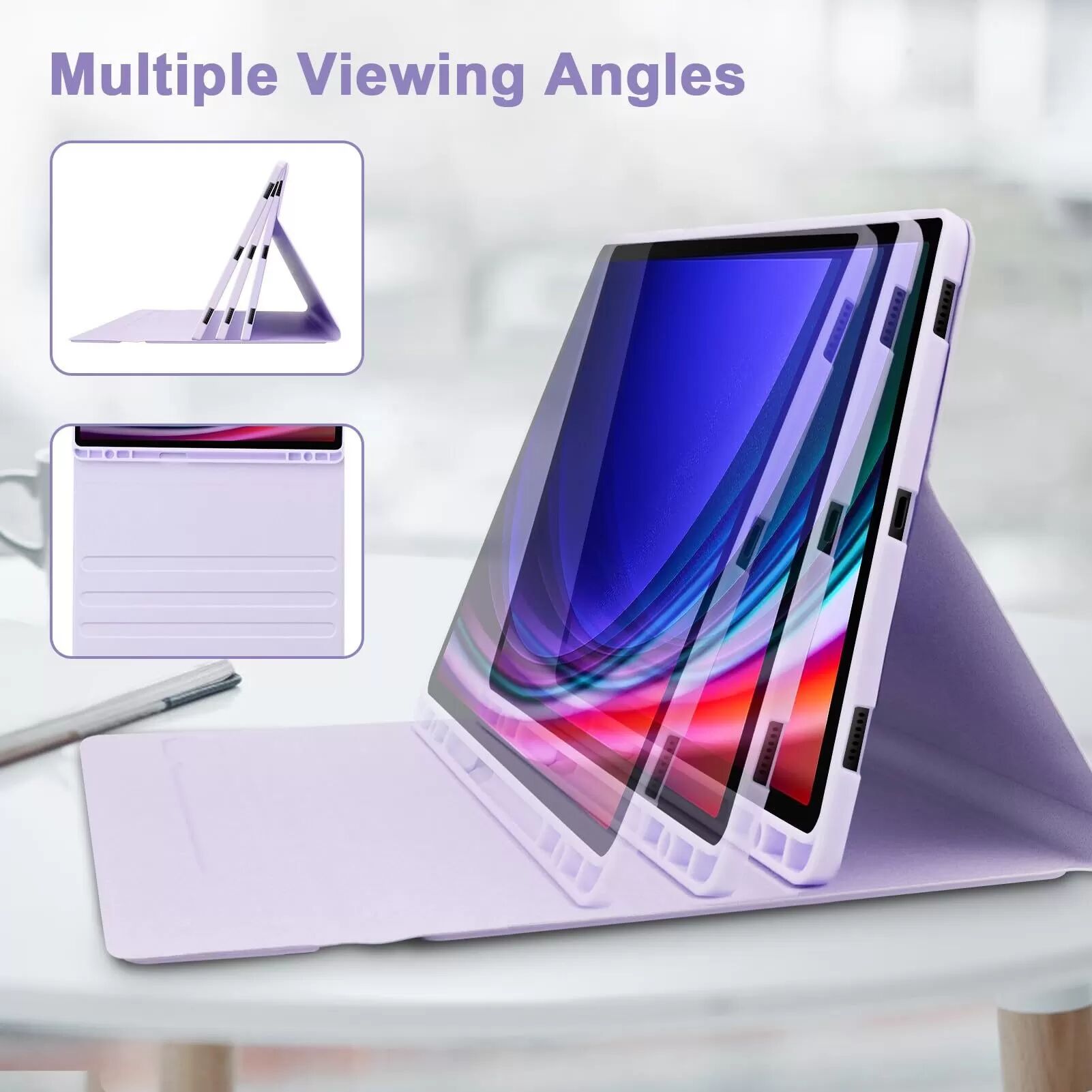 INF Étui Clavier Rétroéclairé Violet Compatible avec Samsung Galaxy Tab S8+/S8 Plus 12.4 pouces - Clavier Amovible Magnétique