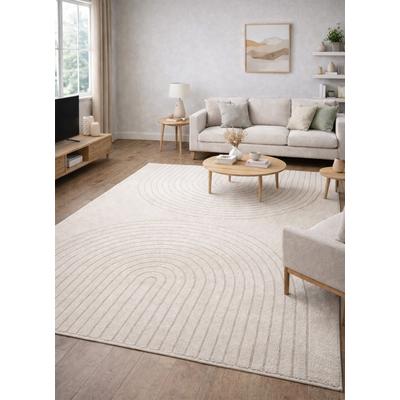 Teppich MERINOS "Eclipse", beige, B:140cm H:14mm L:200cm, Polypropylen, Teppiche, Teppich, moderner Wohnzimmer Teppich, geometrisches Design