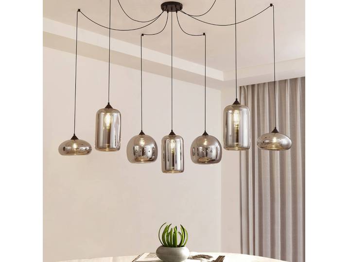 Glas Hängelampe Marla Lindby, dimmbar, schwarz, für Wohn- / Esszimmer, Glas, Modern, Pendelleuchte