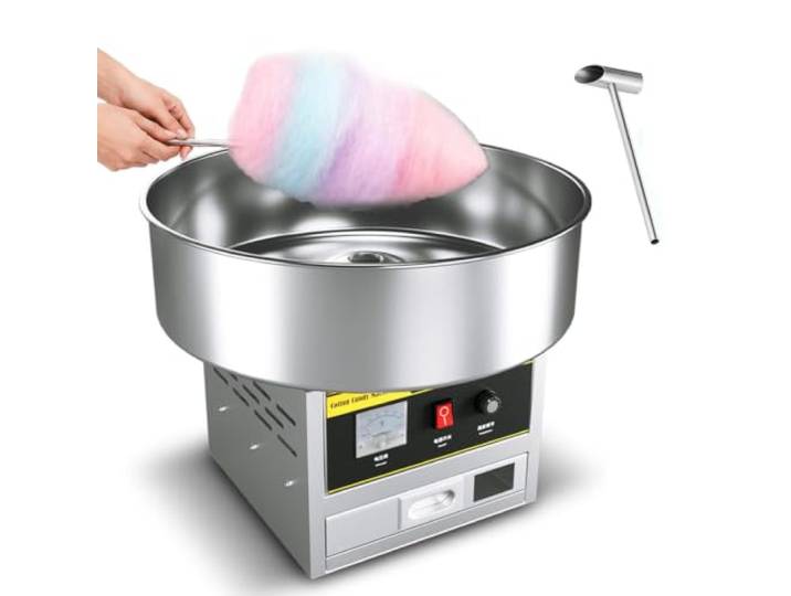 Elektrische Zuckerwattemaschine mit 45-cm-Edelstahlschüssel Inklusive Zuckerlöffel und Schublade – ideal für Zuhause, Jahrmärkte, Kindergeburtstage und Familienfeiern