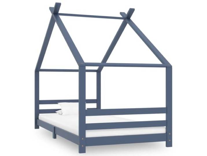 KGTKGTYER Baumhausbett, Kinderbett, Kiefer Massivholz, 90x200 cm, Grau Stabiler Lattenrost inklusive, Für Spielhaus-Gestaltung, Vielseitige Leseecke