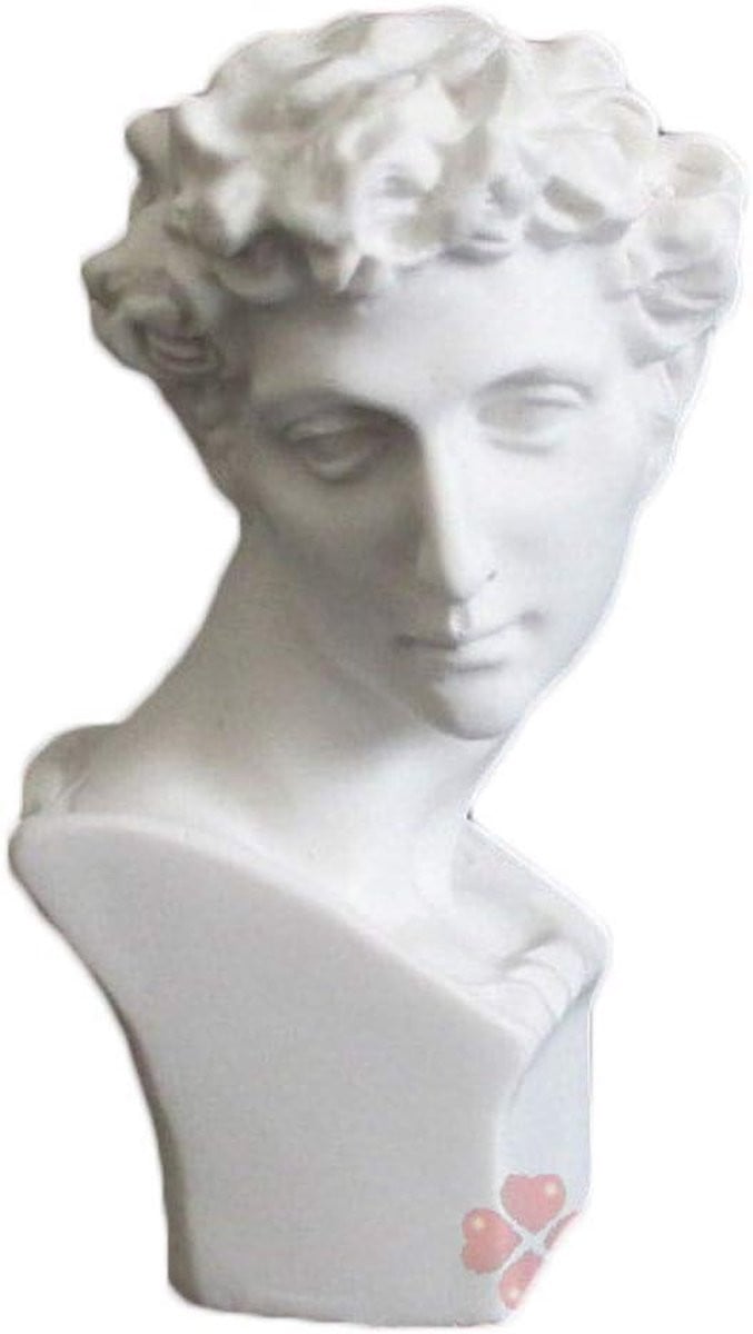 Mini David Hoofd Hars Beeld Wit - Klassiek Interieur Decoratie - Hoogte: 6 cm