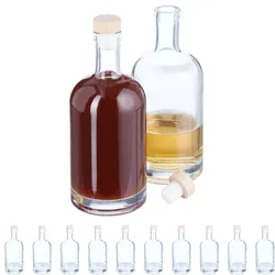Relaxdays Flaschen zum Befüllen 12er Set 500 ml Hellbraun,Transparent