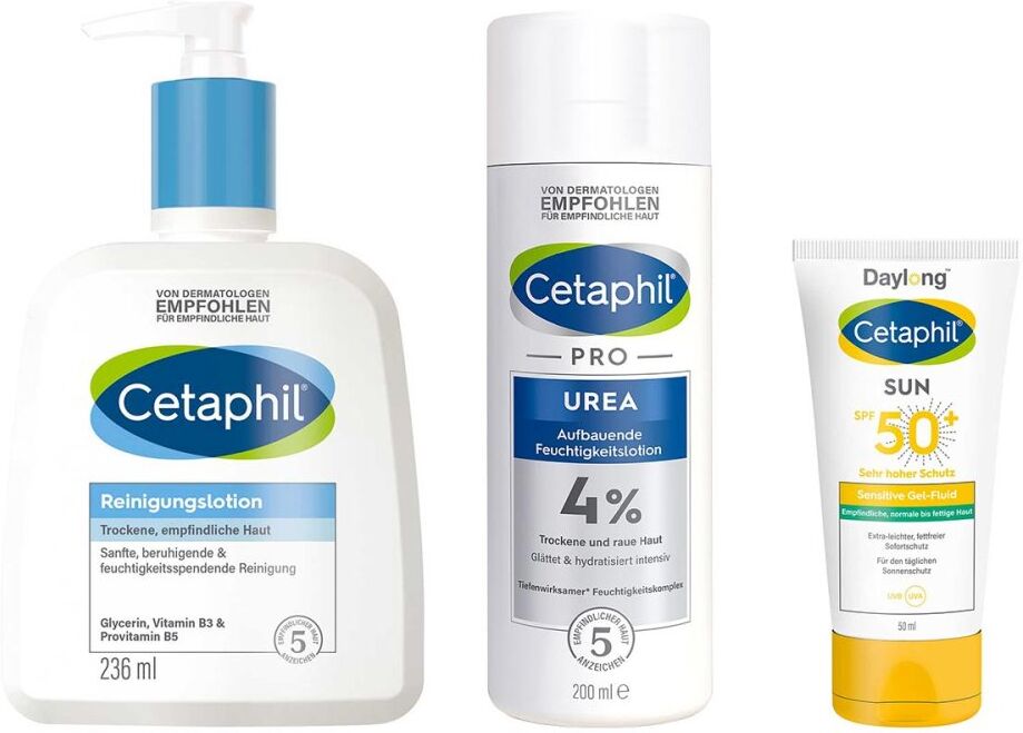 Cetaphil Pflegeset mit Urea: Reinigung, Pflege & UV-Schutz