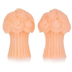 ELAMBIA 2 LED-Kerzen Blumenbouquet 5h-Timerfunktion Höhe 15cm, Ø 10cm