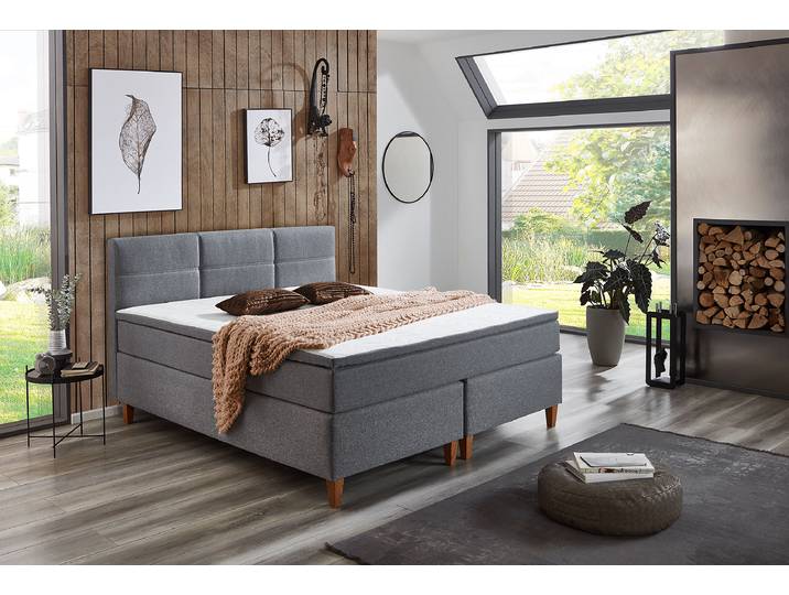 Boxspringbett Doban 140 x 200cm Mischgewebe Grau