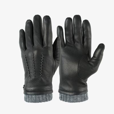 Lederhandschuhe PEARLWOOD "JOE", Herren, Gr. 9.5, schwarz, Ziegenleder, Handschuhe, dekorative Ziernähte