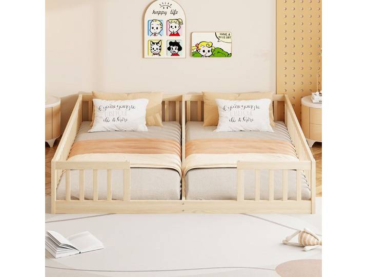 CollaHausse Lit Enfant Pin 90x200cm Garde-corps Naturel