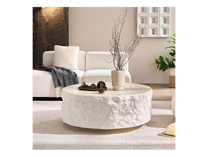 WILLIAMSPACE Couchtisch Column Runder Couchtisch aus Fiberglas mit Steinoptik (1 St)