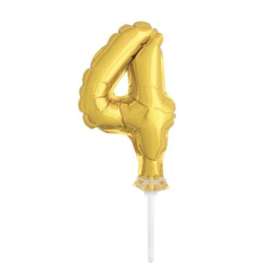 Kuchendeko Folienballon gold Zahl 4