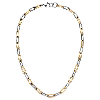 Kette ohne Anhänger JOBO, gold (edelstahlfarben), Halsketten, Damen, Edelstahl, L: 47, Edelstahl Bicolor-Optik 47 cm