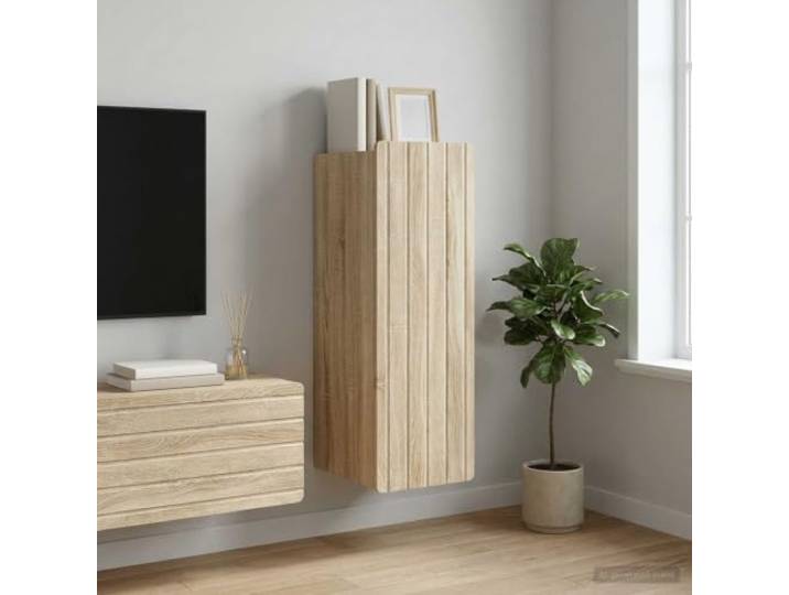 GPWERSDF Wandschrank Sonoma-Eiche 33 x 34,5 x 94 cm Holzwerkstoff Vintage-Design, Pendeltüren, vielseitig nutzbar, einfache Reinigung, wandmontiert
