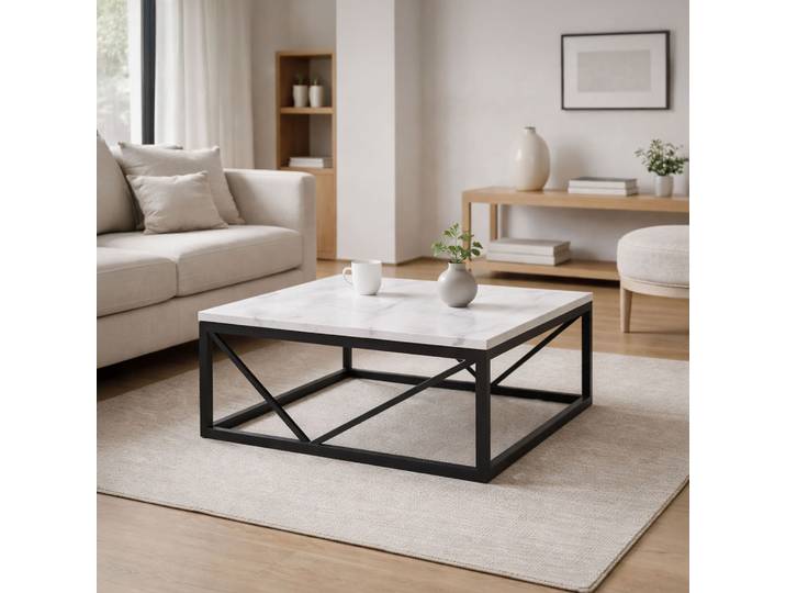 Table basse carrée en marbre blanc - Verona
