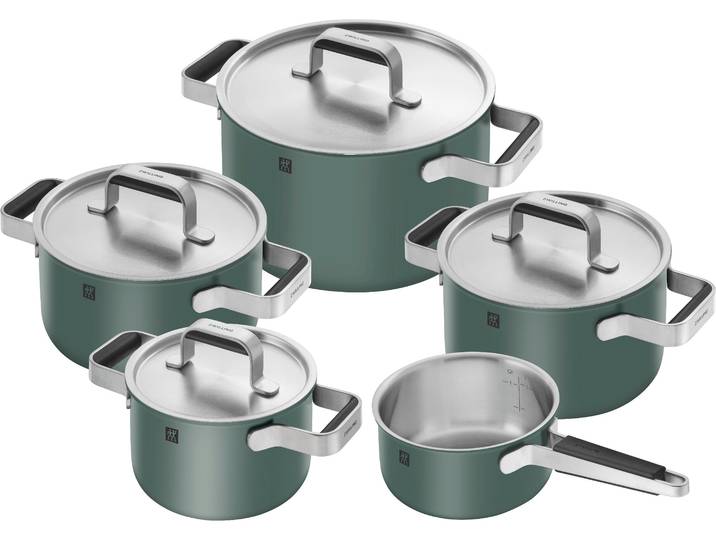 Topf-Set ZWILLING Pure , grün, Töpfe, Topf-Set, Stay-Cool-Griffe, 3-lagige Bodentechnologie