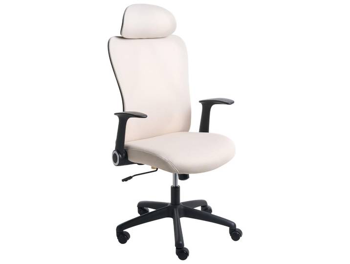 Beliani Bürostuhl Stoff Beige Zyven, 60x119x60 cm, Büromöbel, Bürostühle, Drehstühle