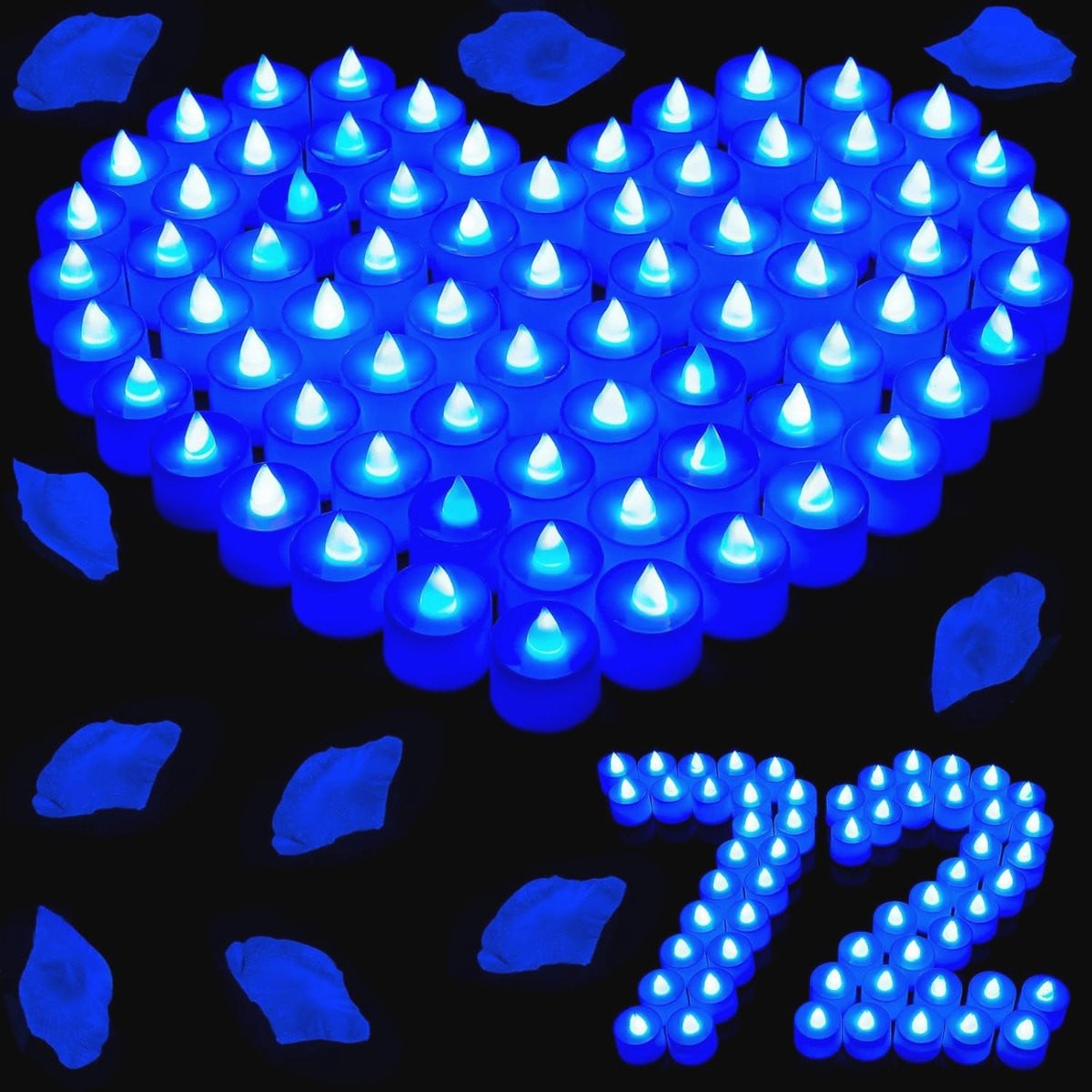 72 stuks vlamloze blauwe LED theelichtjes voor romantische decoratie