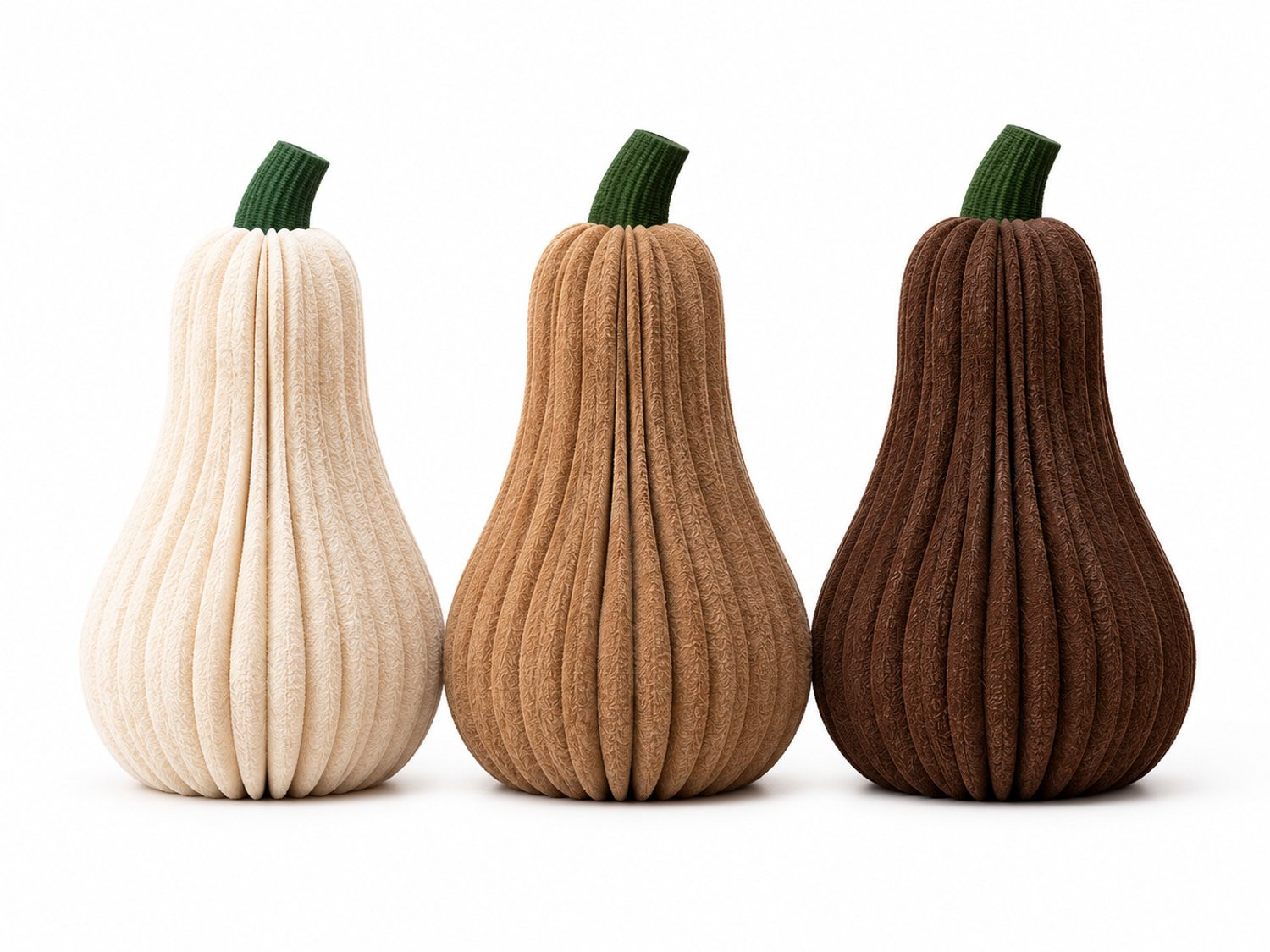3Dbelgie Geribbelde pompoen decoratieset van 3 stuks - 3D-geprinte herfstdecoratie voor op tafel