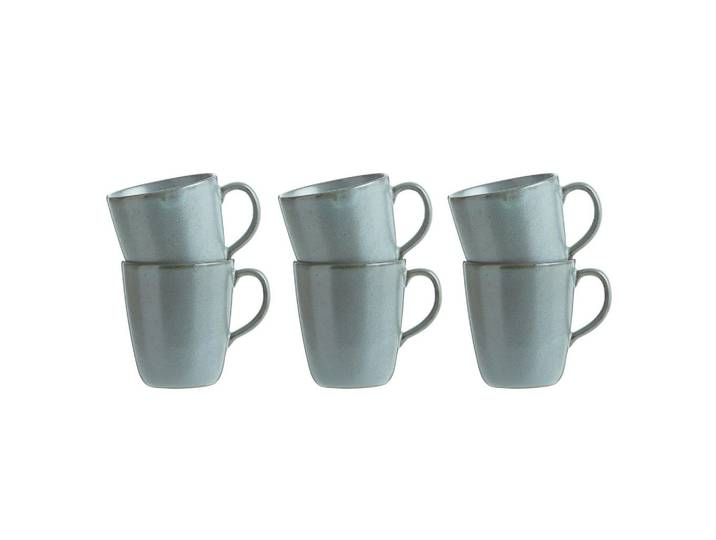 Aida Kaffeebecherset Raw, Grün, Keramik, 6-teilig, Geschirr, Tassen, Tassen Sets
