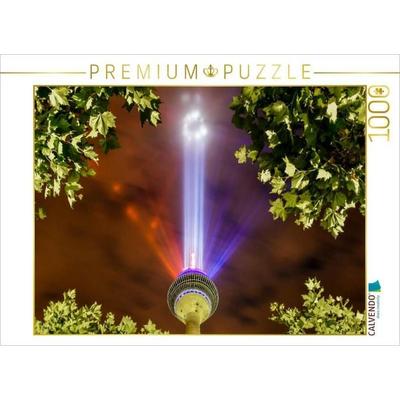 CALVENDO Puzzle Grand Départ - Der Rheinturm in leuchtenden Nationalfarben von Frankreich | 1000 Teile Lege-Größe 64x48cm Foto-Puzzle für glückliche S