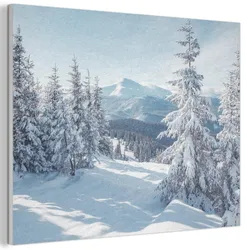 AKUSTIKBILD Winterlandschaft - Natur - Berge - Bäume - Schnee Wandbild Wohnzimmer 100x70 cm