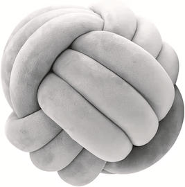 Uplift Curations KnotPlay Woven Knotted Ball Pillow Plush Backrest Cushion For Gaming Chair, Sofa & Home Decor gray 8.66 8.66 Inches