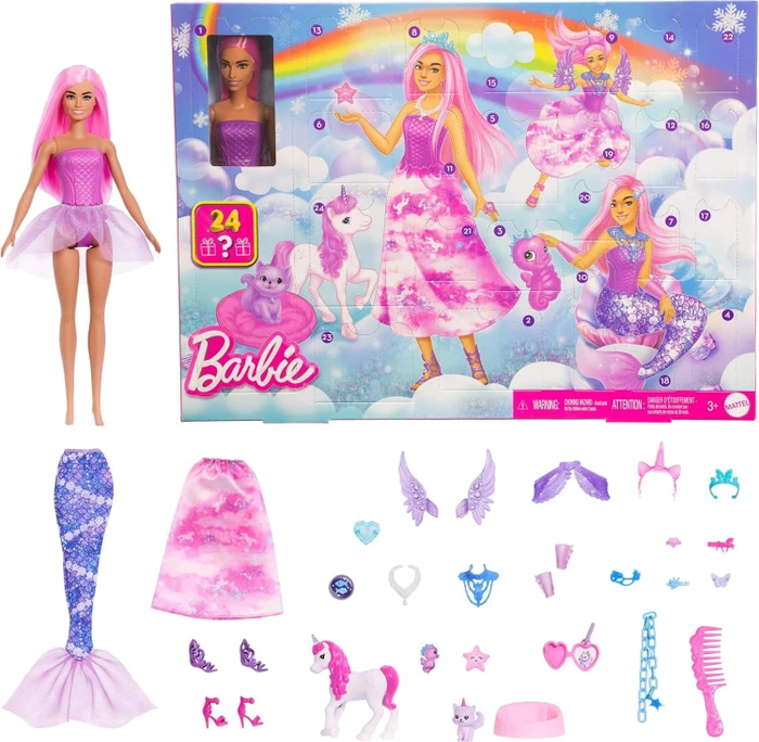 Barbie Märchen-Adventskalender 2025 mit einer Puppe