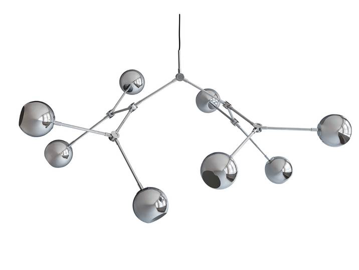 Lustre Drop Globe chromé 150 cm E14 - 101 Copenhagen - Salon / séjour - Moderne - Aluminium - Multi-ampoules