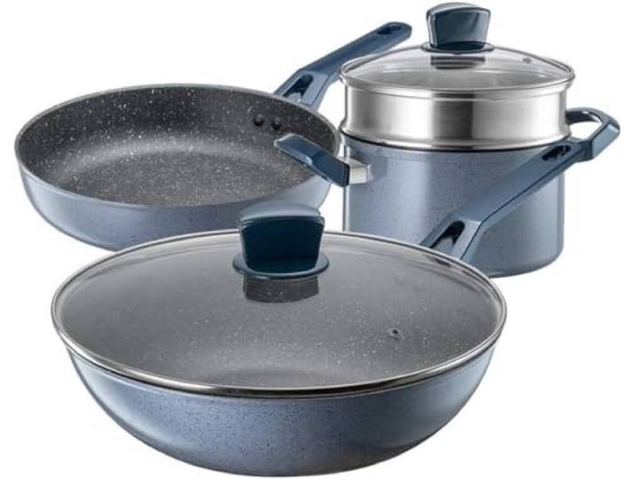 Topfset 3-teiliges Kochtopf-Set Mit Bratpfanne, Antihaft-Kochgeschirr, Pfanne, Topf Glasdeckel Kochtopf Set