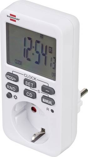 Brennenstuhl 1506320 Zeitschaltuhr digital Wochenprogramm 3600 W IP20 Countdown-Funktion, Dauerbetrieb, EIN/AUTO/AUS-Programm, Zufallsfunktion, Time