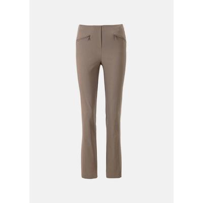 2-in-1-Hose GOLDNER "Kurzgröße Elegante Stretchhose mit Schlupfbund", Damen, Gr. 21, K-Gr, braun (lehm), Obermaterial: 76% Viskose CV. 21% Polyamid PA. 3% Elasthan EL., normal, Hosen, Ohne