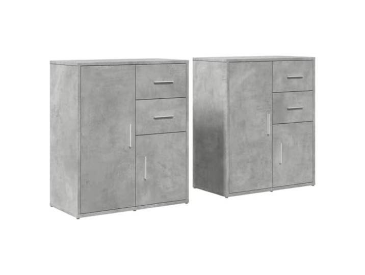 Fisinber Sideboard 2er Set Betongrau 60x31x70 cm Holzwerkstoff Kommode Moderne Anrichten für Wohnzimmer und Büro mit pflegeleichter Oberfläche, viel Stauraum sowie hoher Belastbarkeit.