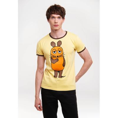 T-Shirt LOGOSHIRT "Die Sendung mit der Maus - Die Maus", Herren, Gr. M, braun, 100% Baumwolle, unifarben, normal, Rundhals, Shirts T-Shirt, mit lizenziertem Print