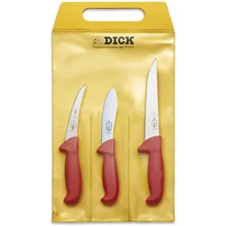 F. Dick Messer-Set Jagd Ausbeinmesser, Küchenmesser, Rot, Silber