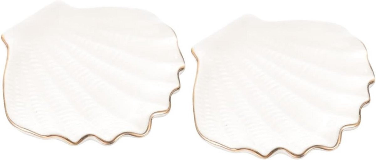 Set van 2 witte keramische schalentjes voor sieraden en sleutels