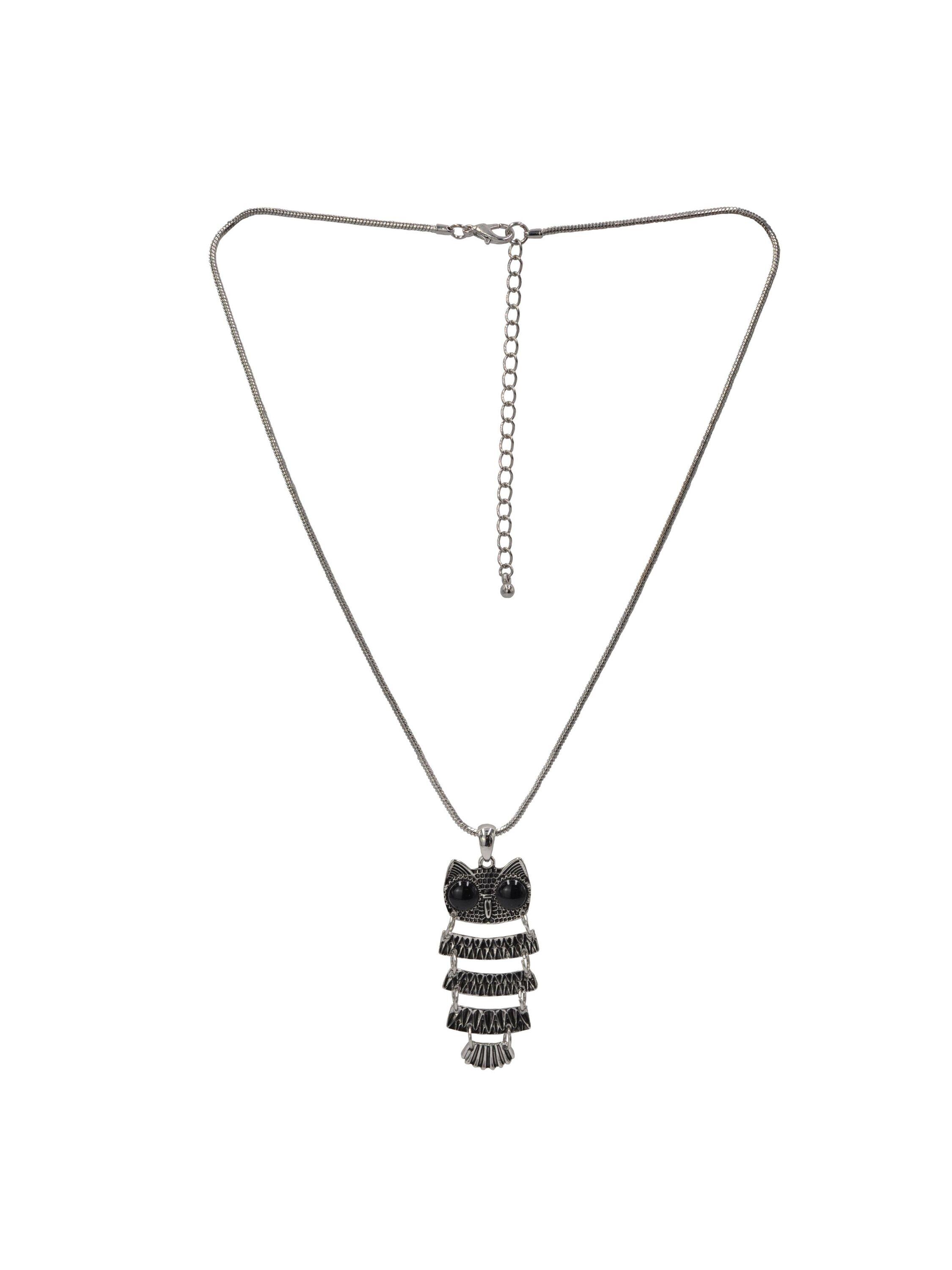 Steuer Modeschmuck Kette mit Anhänger silberfarben Anhänger Eule