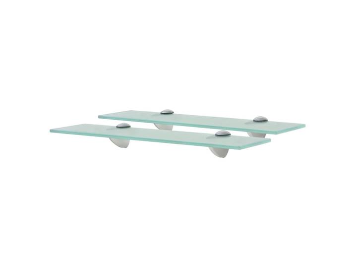 vidaXL Wandboardset mit Zink-Legierung Halterungen 2-teilig 40/10/0,8 cm aus Glas Schwarz, Transparent, Rechteckig, 40x0.8x10 cm, Wohnzimmer, Regale, Wandboards