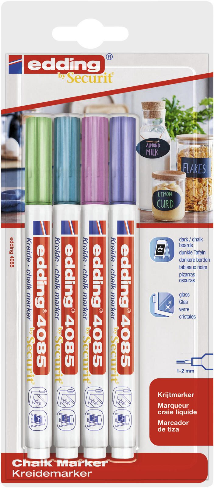 edding 4085 Kreidemarker 1.0 - 2.0 mm Mehrfarbig 4-4085-4-1MET