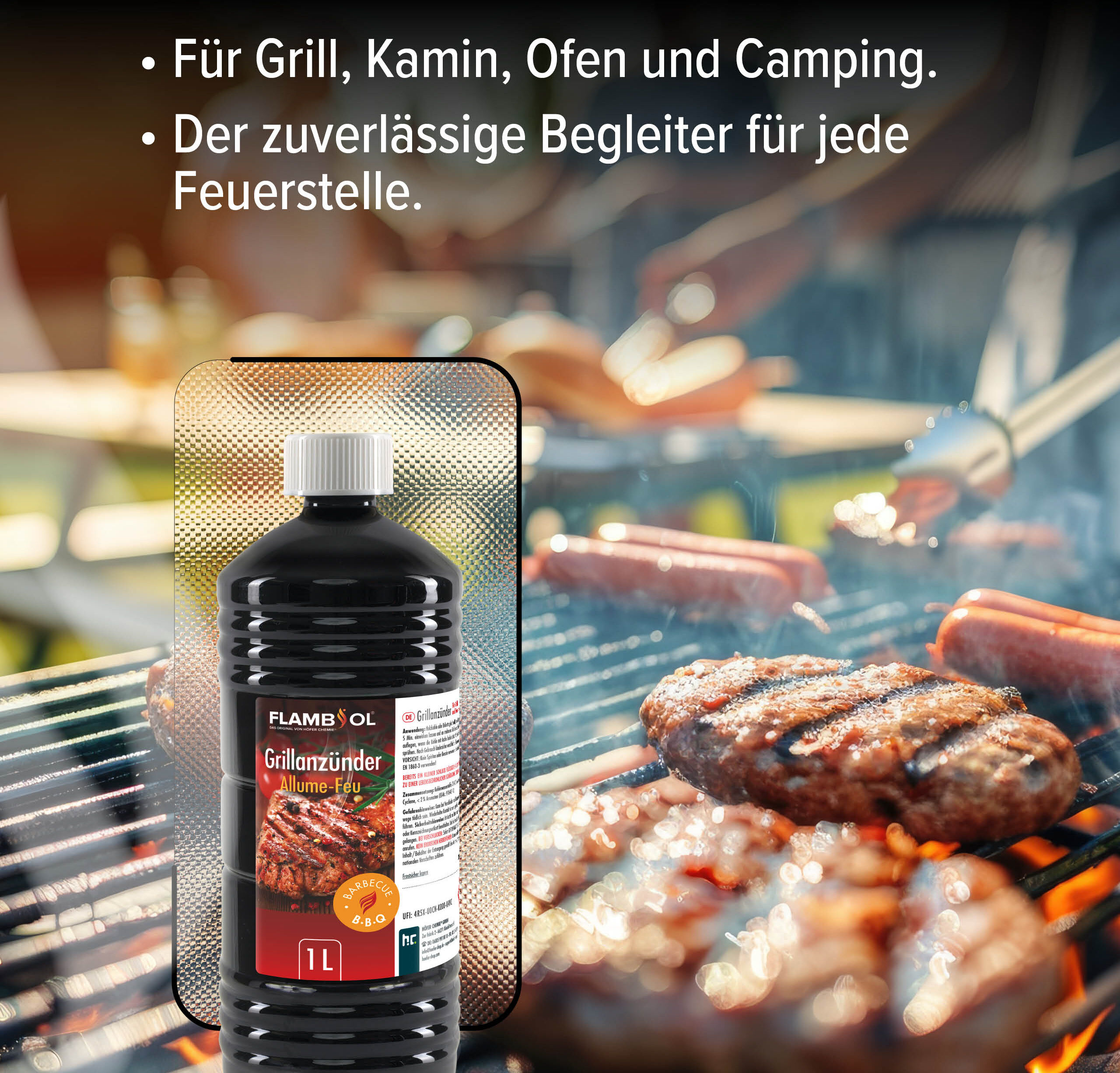 Höfer Chemie GmbH 6x 1 L Allume-feu liquide  pour barbecue en bouteille de 1 L