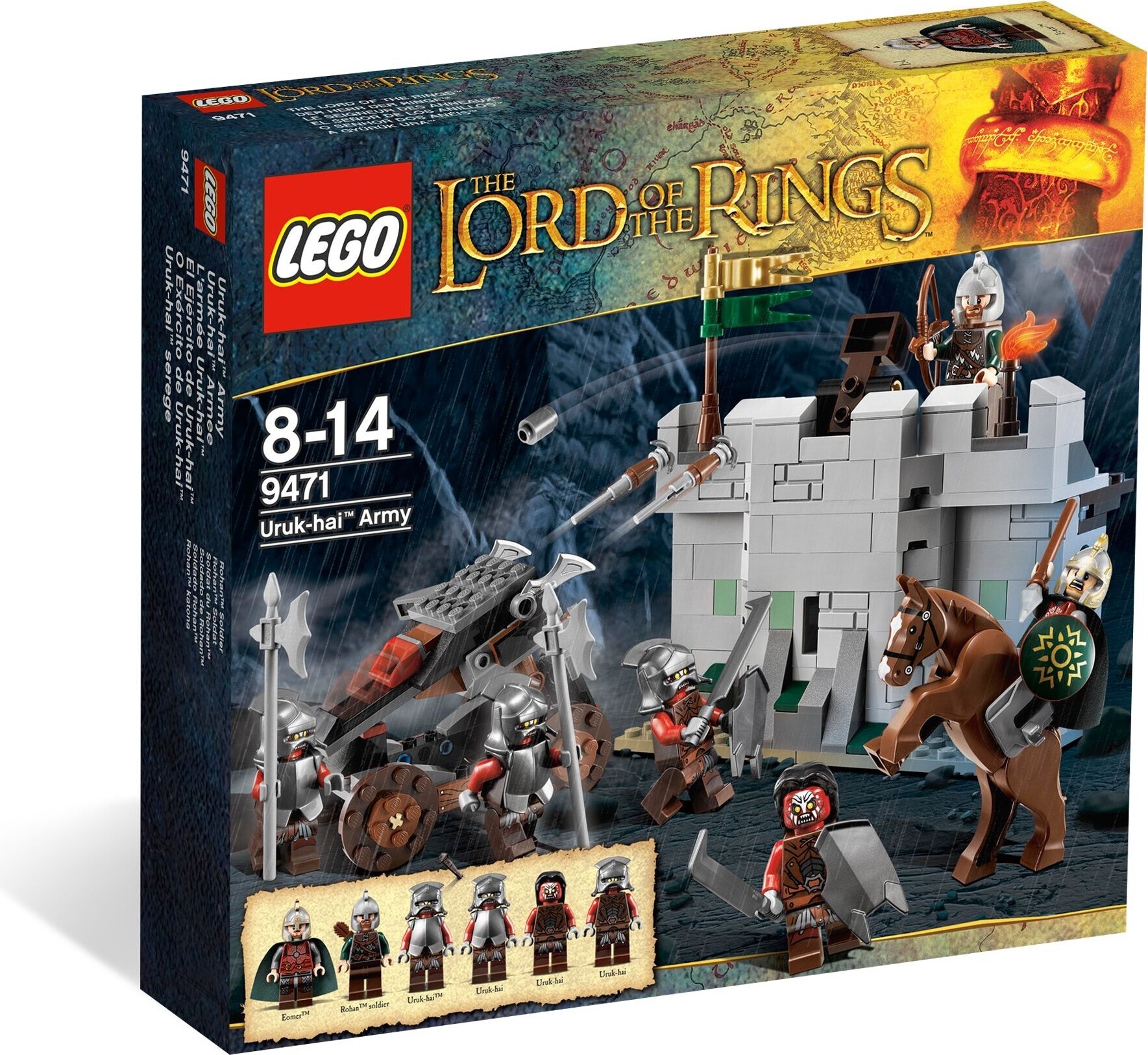 Lego 9471 Der Herr Der Ringe Uruk-Hai Armee 6 Figuren Mauer + Katapult
