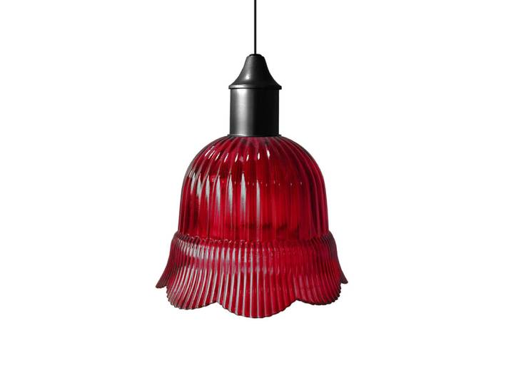 Suspension métal cable tulipe rouge D18,5cm