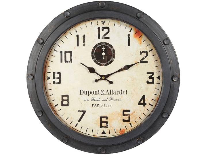 Wanduhr AMBIENTE HAUS Loft Wanduhr aus metall 47cm , schwarz, B:47cm H:47cm T:6cm, Wanduhren, Wanduhr