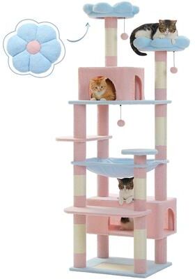 Inspired Living Luxury Multi Level Cat Tree Tower With Hammock, Condo & Scratching Posts For Indoor Cats g