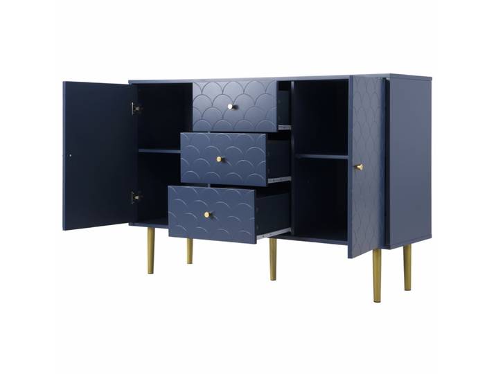 Commode en panneaux de particules bleu marine 120x40x83 cm